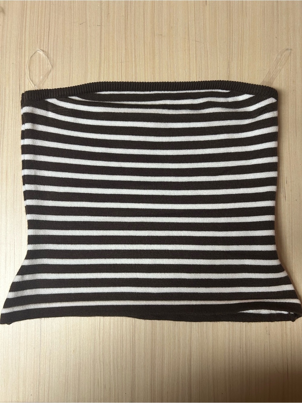 Striped Brown and White Bandeau Tube Top